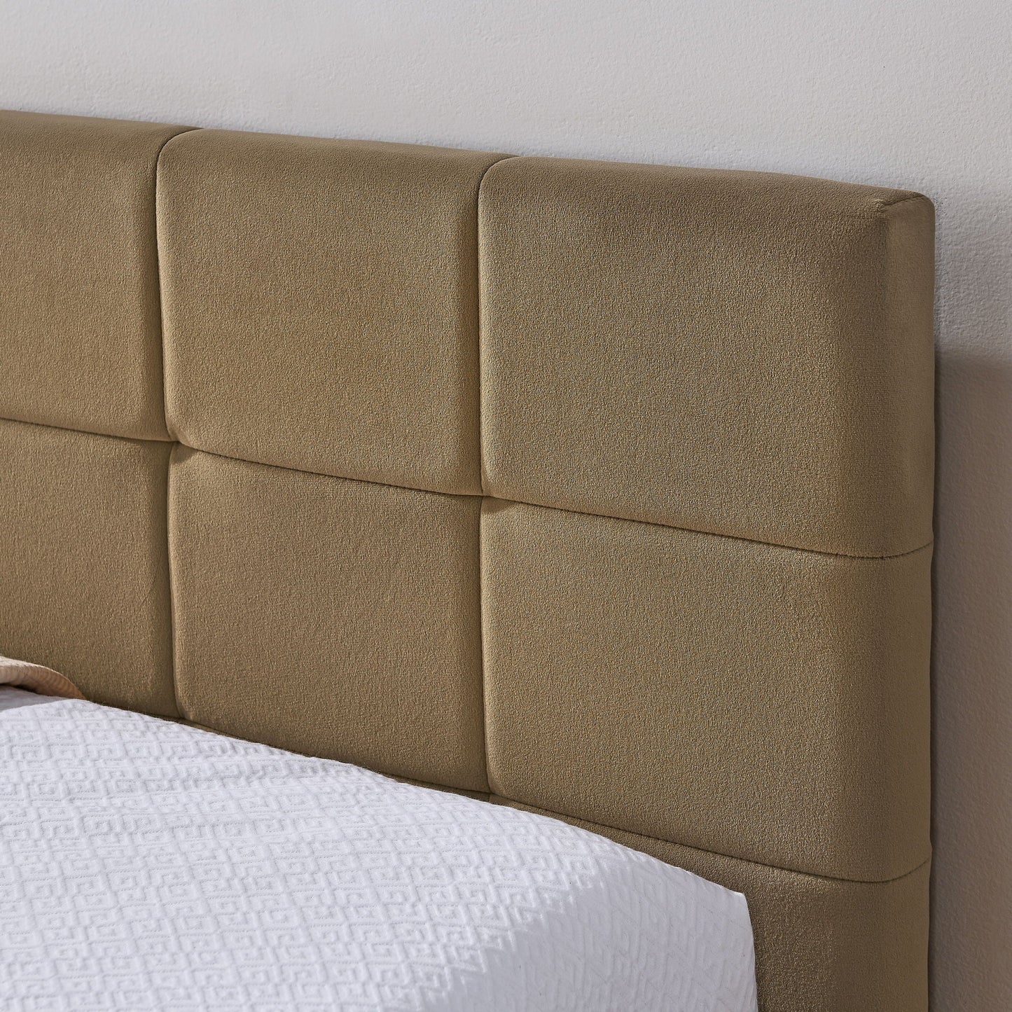 Elegant Upholstered Bed Frame And Armrests
