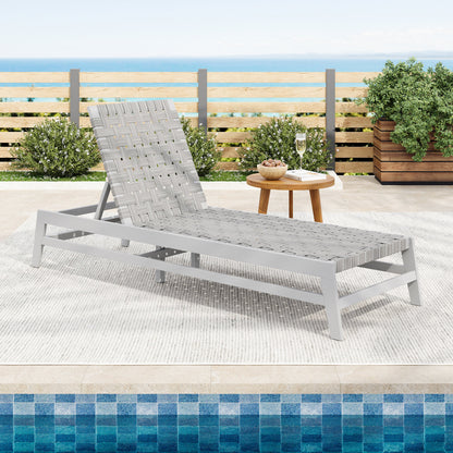 Outdoor Acacia Wood and Rope Chaise Lounge