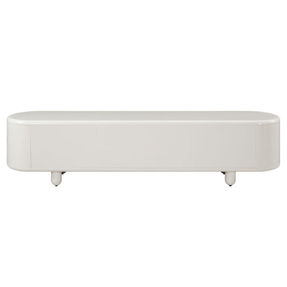 Gloss White TV Stand with Self-Closing Drawers, 94in wide, HouseOfZazla entertainment center on Tampa Home & Garden Store