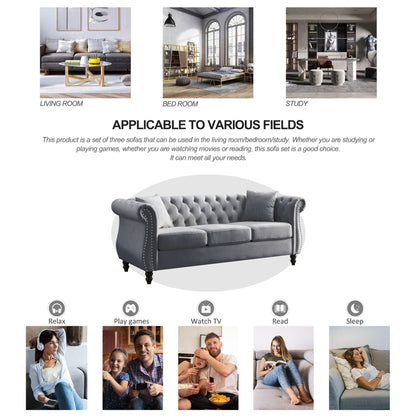 Chesterfield Sofa With Nailhead Trim and Cushions