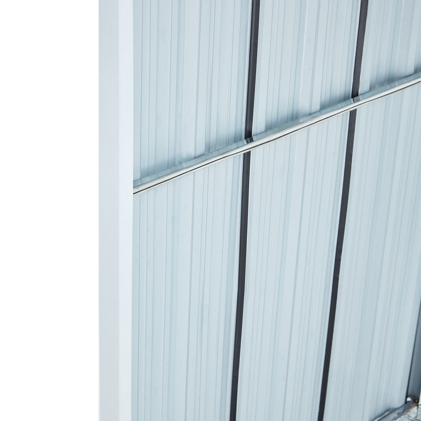 Firewood rack exterior panel in galvanized steel gray with vertical grooves on Tampa Home & Garden Store
