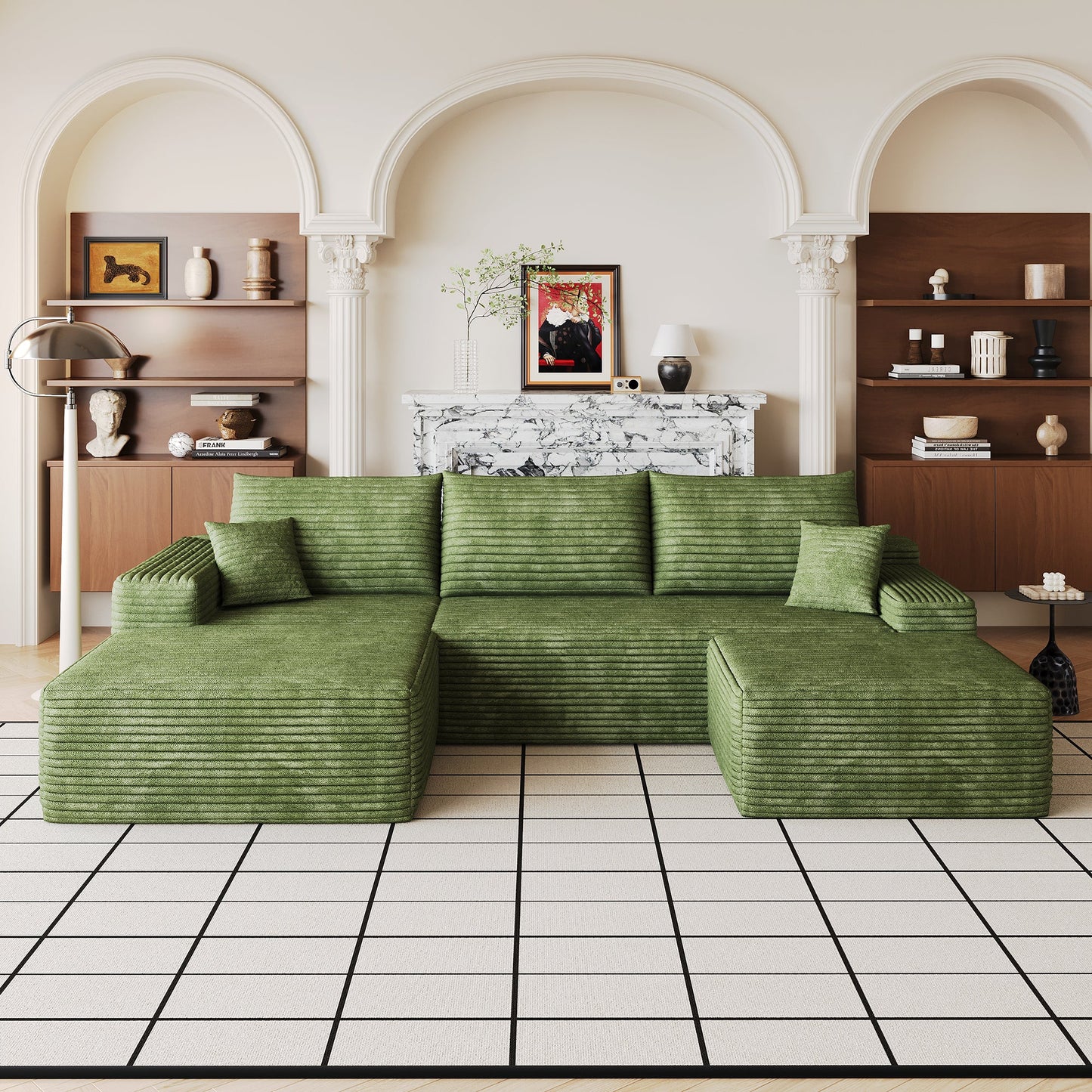 Cloud Corduroy Sectional Sofa and Ottoman