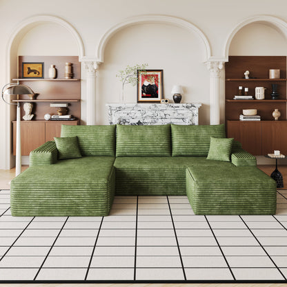 Cloud Corduroy Sectional Sofa and Ottoman