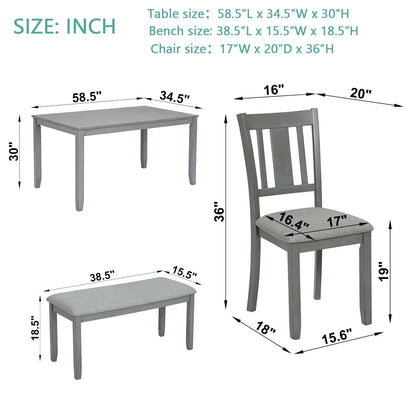 6-piece dining set with gray table and upholstered chairs and bench Unique Piece Furniture on Tampa Home & Garden Store