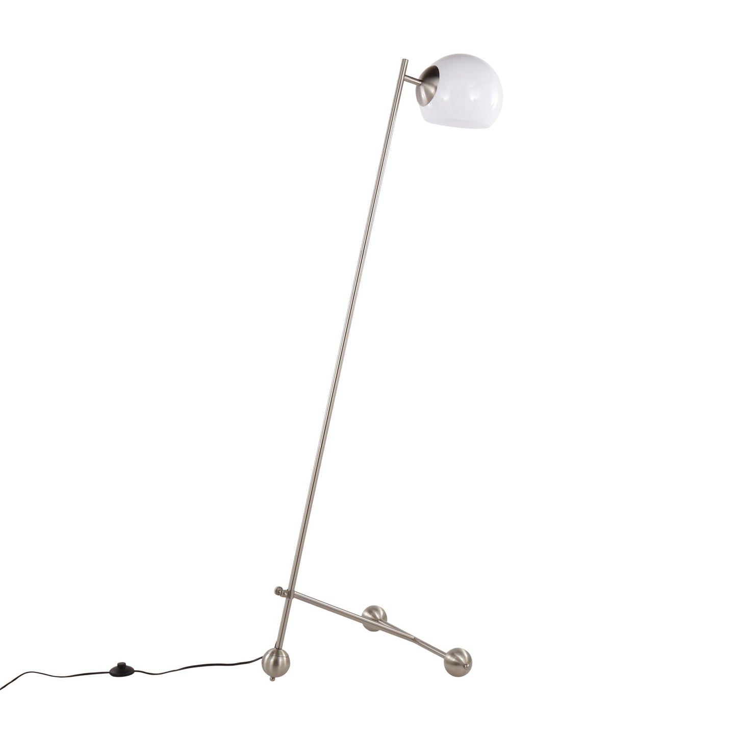 Eileen contemporary floor lamp nickel stem with white glass globe shade by HouseOfZazla on Tampa Home & Garden Store