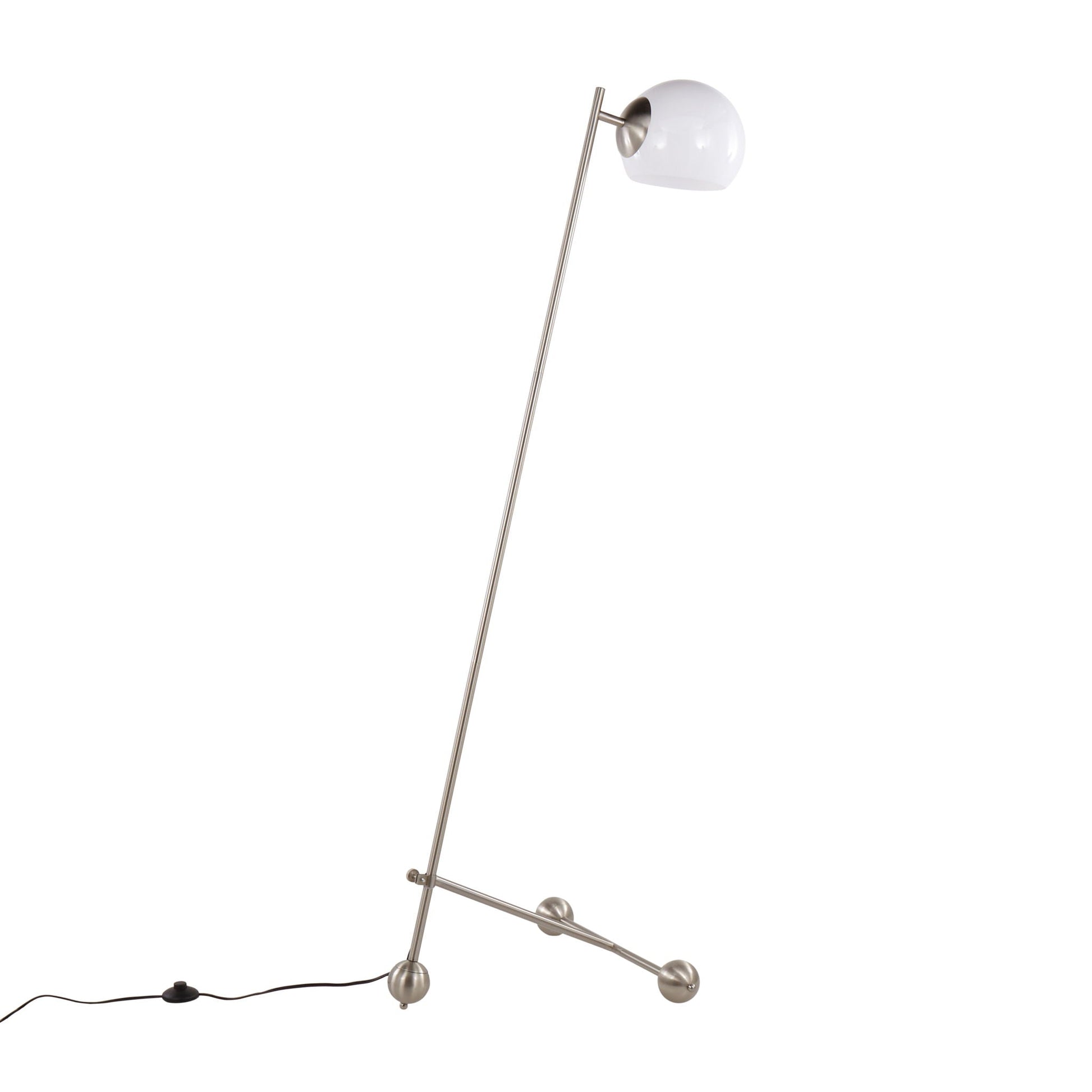 Eileen contemporary floor lamp nickel stem with white glass globe shade by HouseOfZazla on Tampa Home & Garden Store