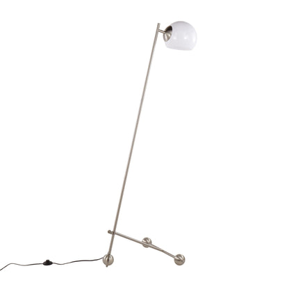 Eileen contemporary floor lamp nickel stem with white glass globe shade by HouseOfZazla on Tampa Home & Garden Store