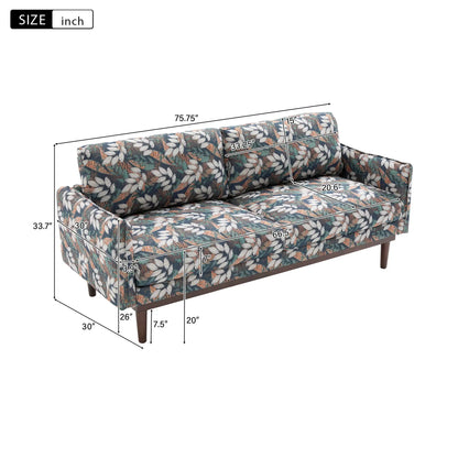 2 Seater Loveseat Sofa leaf print upholstery and tapered wood legs by Unique Piece Furniture on Tampa Home & Garden Store