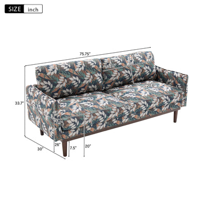 2 Seater Loveseat Sofa with leaf print upholstery and wood legs on Tampa Home & Garden Store
