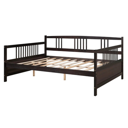 Multifunctional Modern Daybed frame in dark espresso wood with slatted base and guard rails on Tampa Home & Garden Store