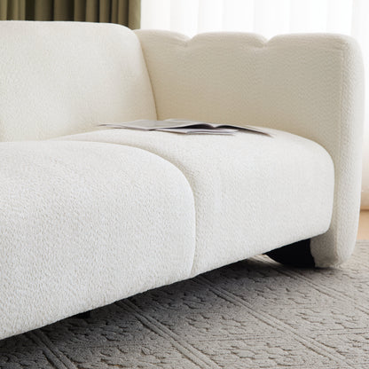 Curved Three Seater Boucle Sofa and Frame