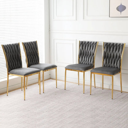 Modern dining chairs with gray tufted seats and gold legs, five-piece set on Tampa Home & Garden Store