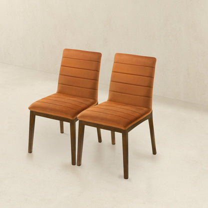 Modern dining chair set of 2 orange upholstered with solid wood bases HouseOfZazla on Tampa Home & Garden Store