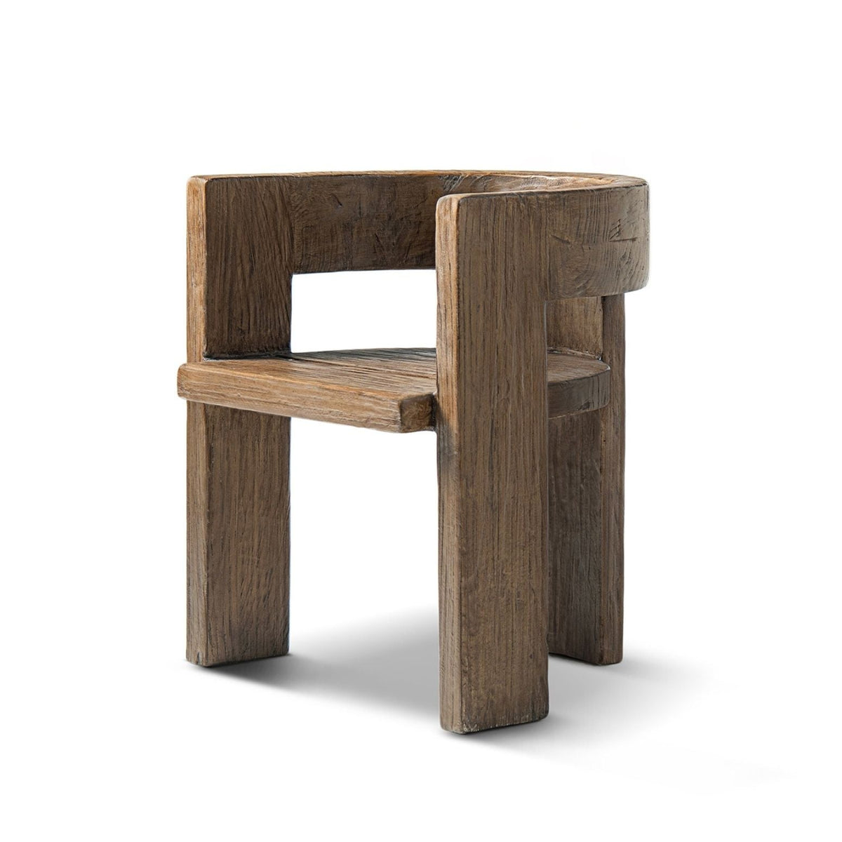 Accent curved dining chair with sculptural dark brown timber frame, arm chair by HouseOfZazla on Tampa Home & Garden Store