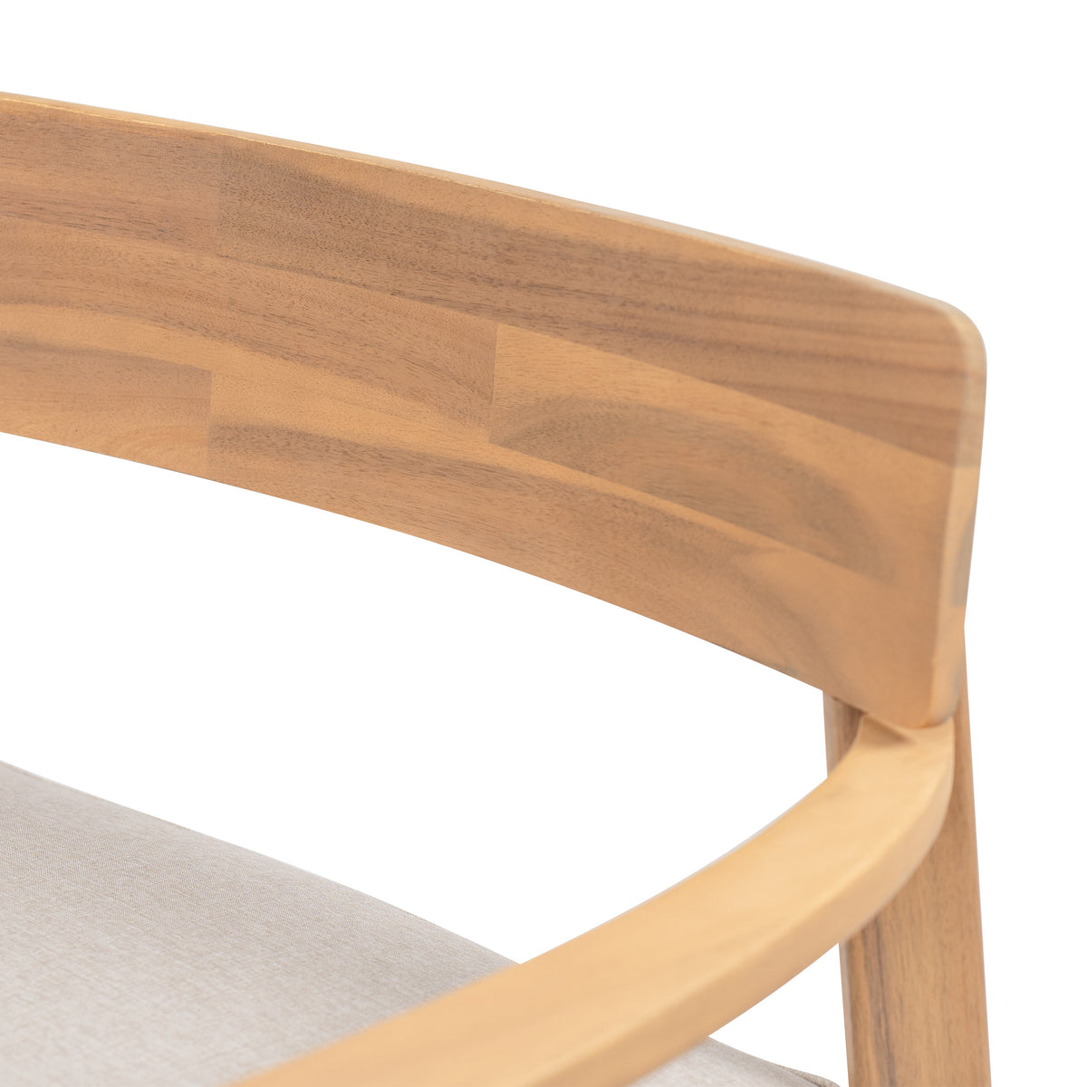 Mallorca acacia wood outdoor club chair with beige seat cushion by HouseOfZazla on Tampa Home & Garden Store