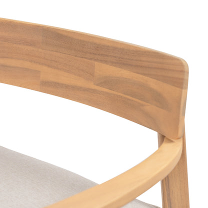Mallorca acacia wood outdoor club chair with beige seat cushion by HouseOfZazla on Tampa Home & Garden Store