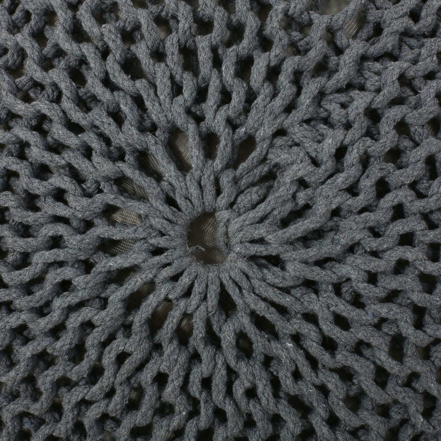 Bordeaux Knitted Cotton Round Pouf charcoal gray HouseOfZazla ottoman on Tampa Home & Garden Store