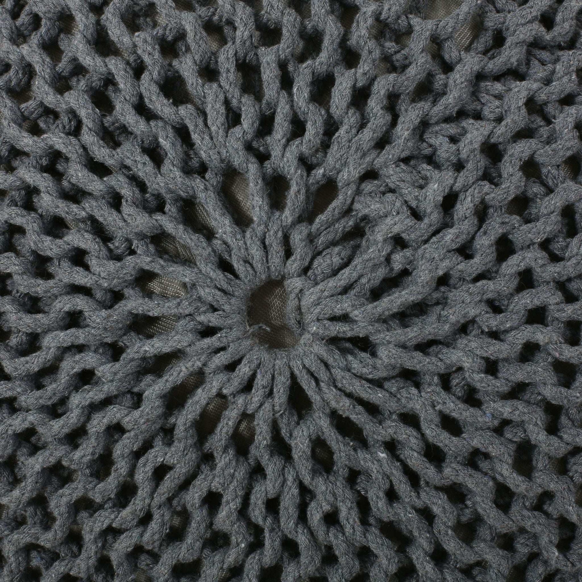 Bordeaux Knitted Cotton Round Pouf charcoal gray HouseOfZazla ottoman on Tampa Home & Garden Store