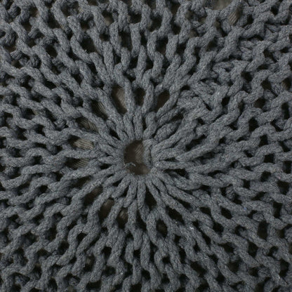 Bordeaux Knitted Cotton Round Pouf charcoal gray HouseOfZazla ottoman on Tampa Home & Garden Store