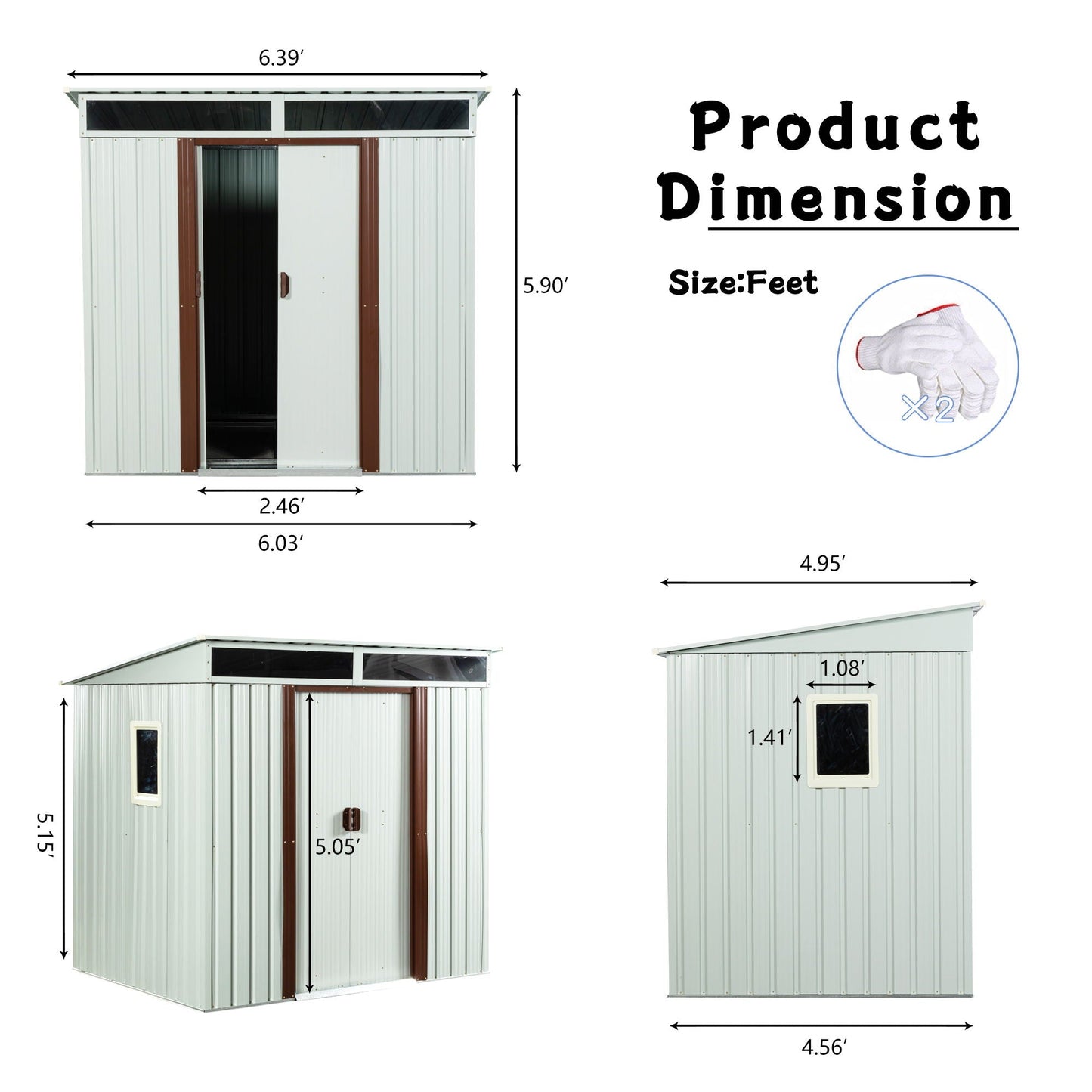 Metal Shed With A Sliding Door And Glass Window