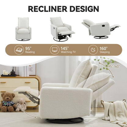 Cozy Swivel Glider Recliner Chair and Leg Rest