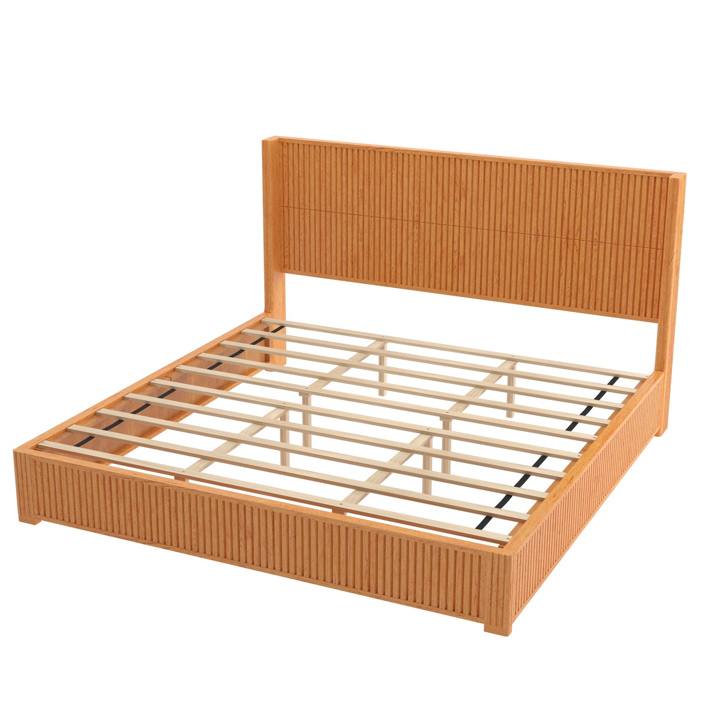 Solid Wood Platform Bed Frame and King Headboard