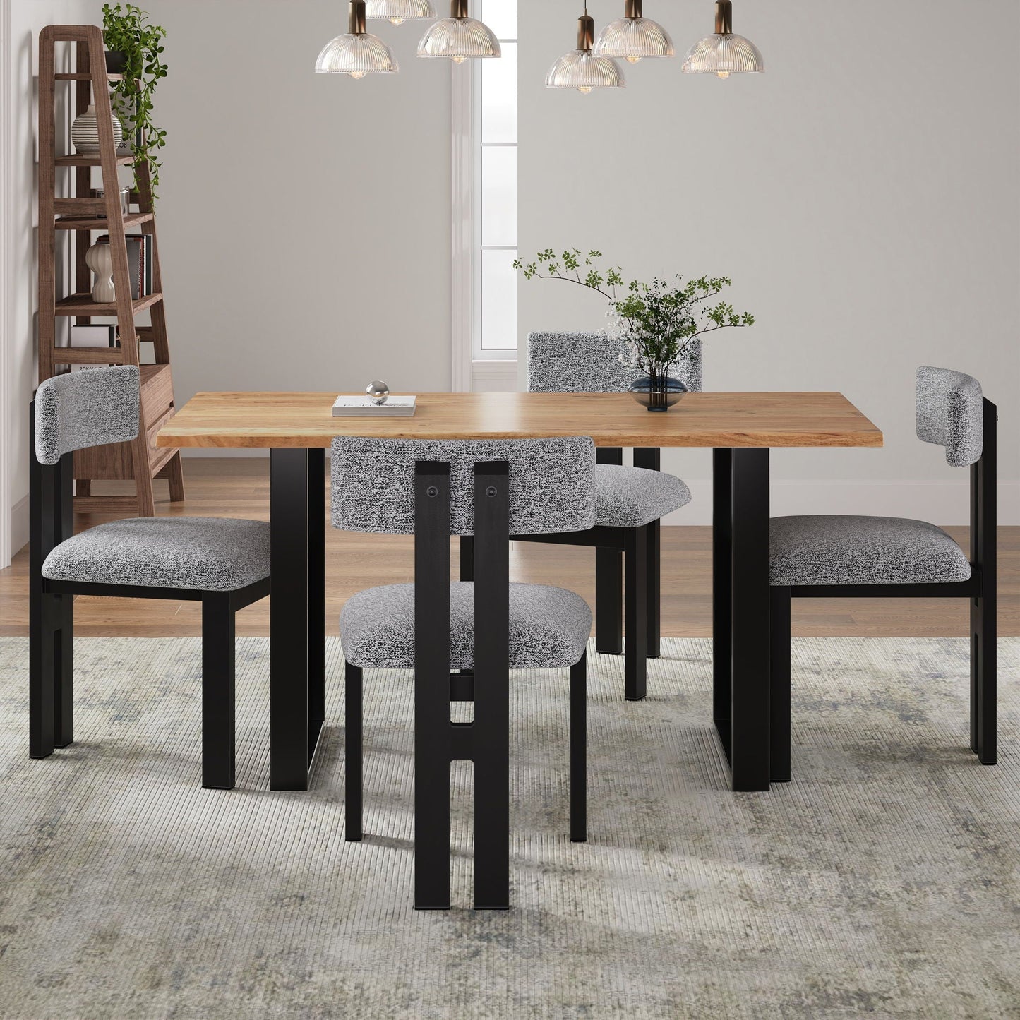 Modern upholstered armless dining chairs with metal legs in grey fabric, HouseOfZazla set of 4 on Tampa Home & Garden Store