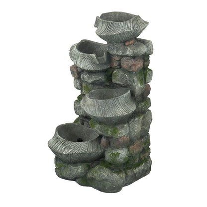 Cascading Rock Water Fountain With Led Lights
