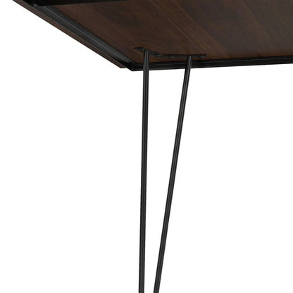 Hunter square tabletop dining table with dark wood finish and slender black metal legs on Tampa Home & Garden Store