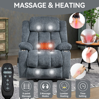 Chenille and power lift recliner with heating