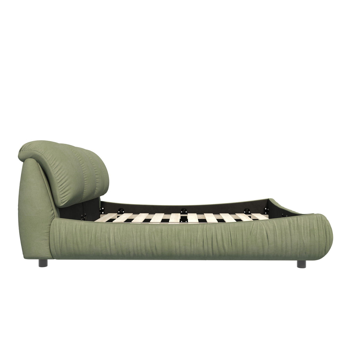 Luxury Upholstered Platform Bed with oversized backrest and wood frame, sage green upholstery on Tampa Home & Garden Store