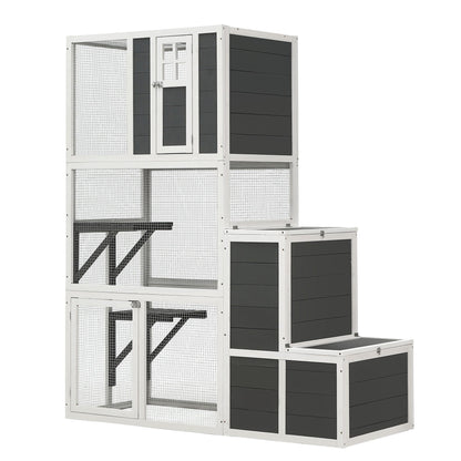 3 Tier Wooden Cat House for Indoor or Outdoor Use
