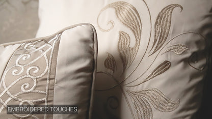 Hillcrest Ivory Damask and Jacquard Comforter Set