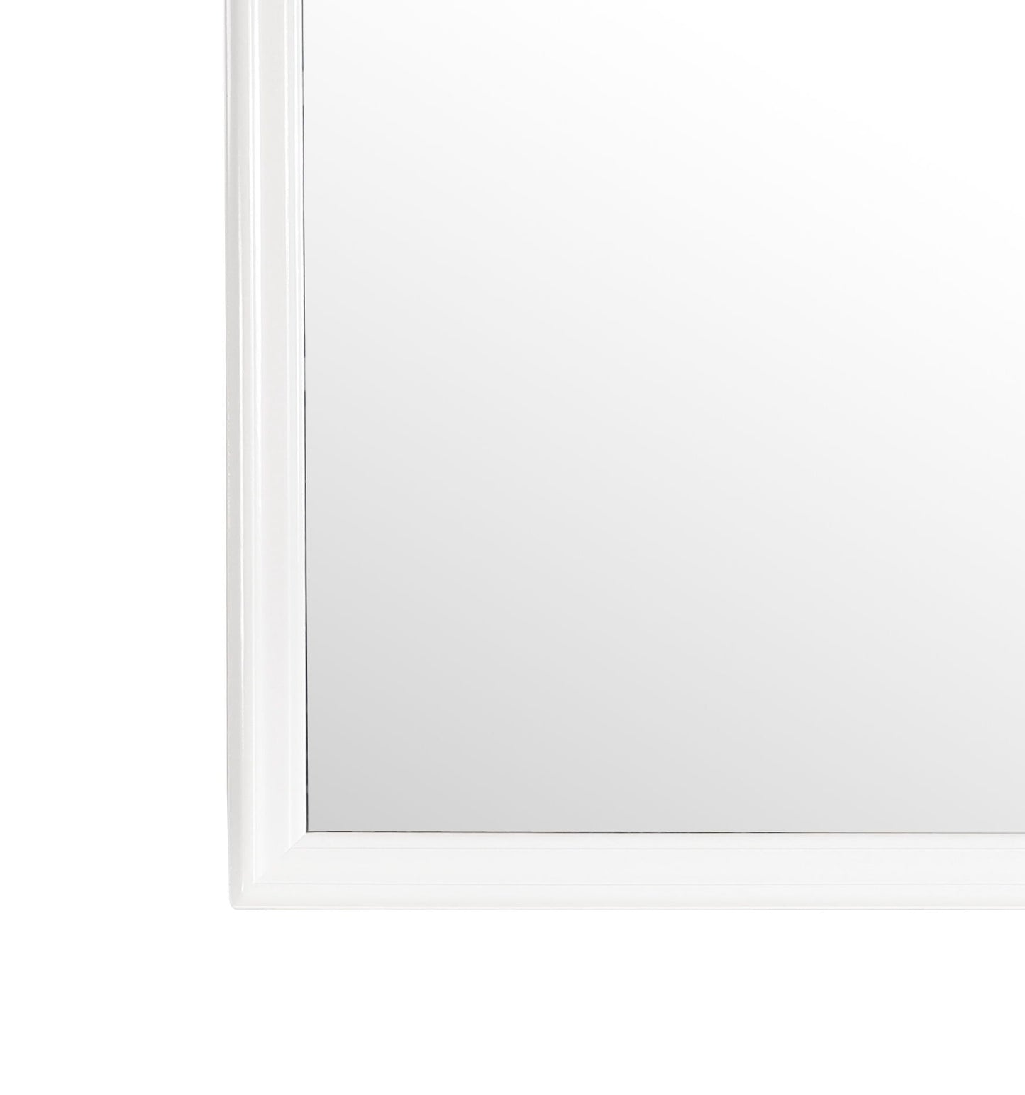 Traditional wall mirror with white frame and beveled edge for any space on Tampa Home & Garden Store