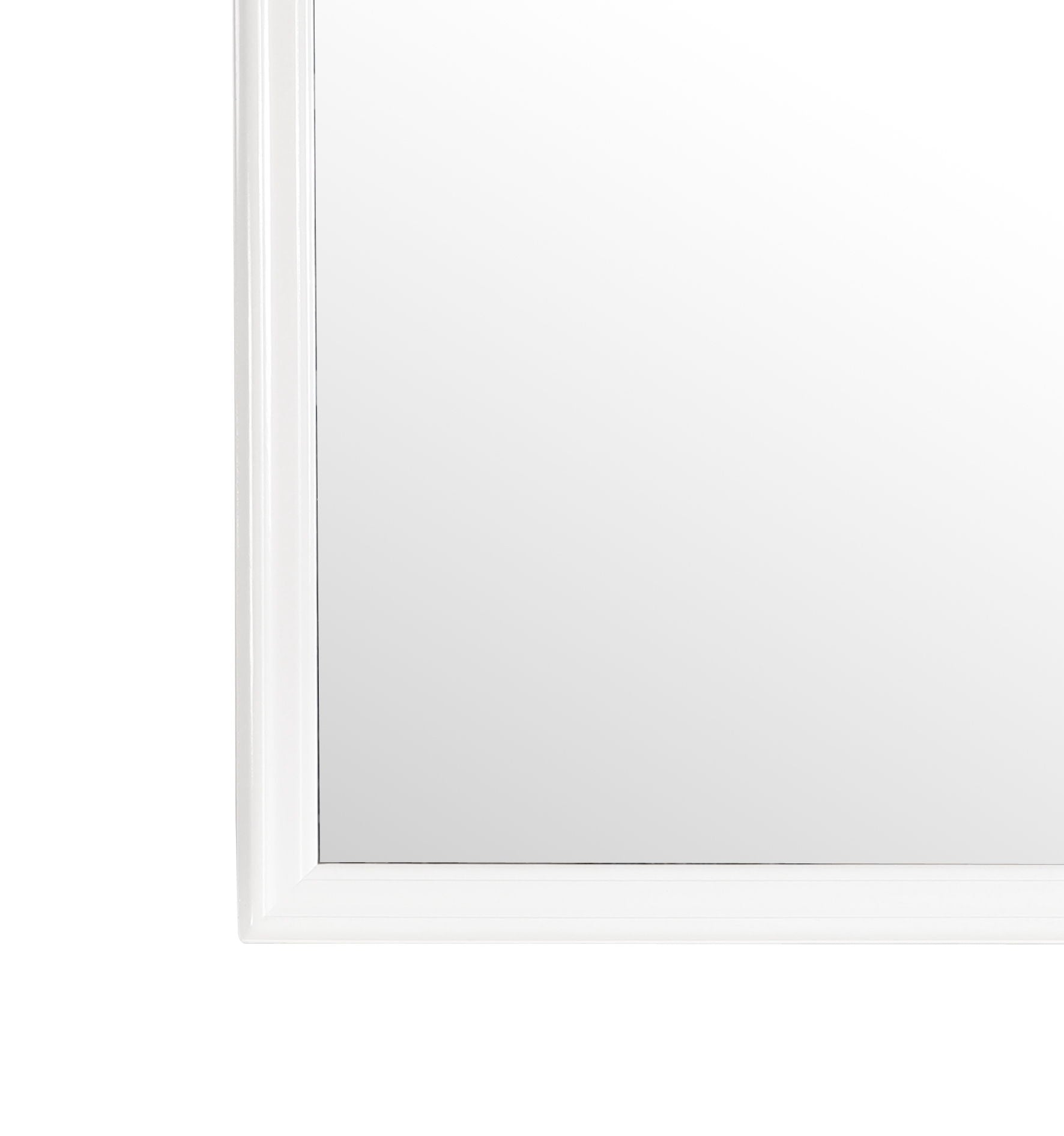 Traditional wall mirror with white frame and beveled edge for any space on Tampa Home & Garden Store
