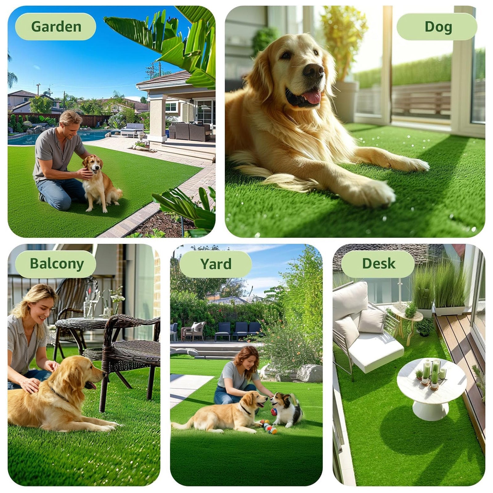 Realistic artificial grass lawn turf carpet for garden and yard use, thick green blades on Tampa Home & Garden Store