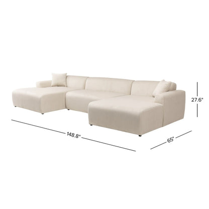 Mar high-quality stationary sectional sofa in beige fabric by HouseOfZazla, L-shaped with chaise on Tampa Home & Garden Store