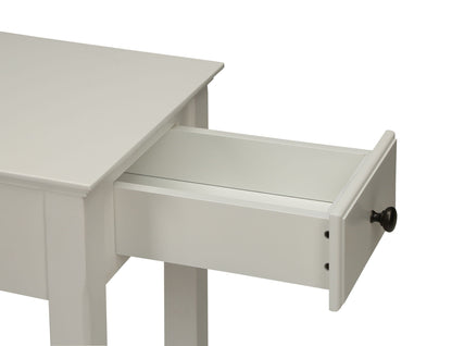 Bertie white accent table by HouseOfZazla with open drawer, painted wood, dark knob on Tampa Home & Garden Store