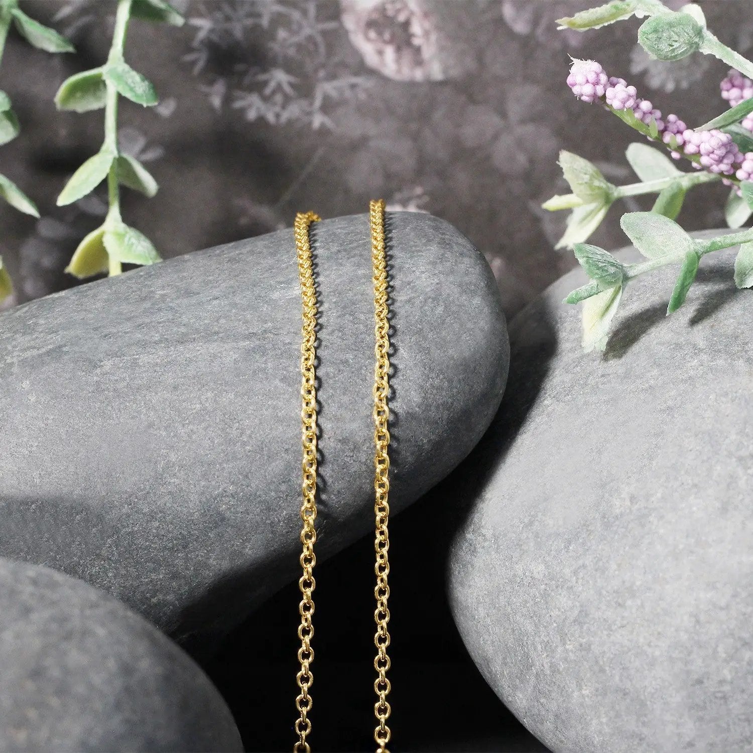 14k yellow gold round cable link chain necklace 1.9mm, two strands by Bids.com on Tampa Home & Garden Store