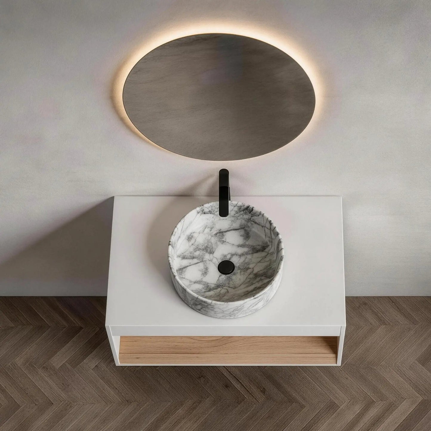 Floating Bathroom Vanity with Vessel Sink