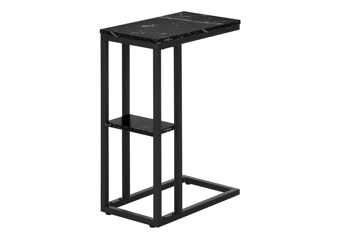 C Shaped Accent Table Marble Look and Modern