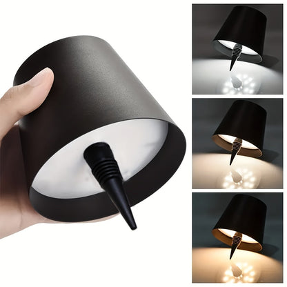 Wireless Bottle Lamp – Rechargeable 3-Color Dimmable Touch LED Light for Bars
