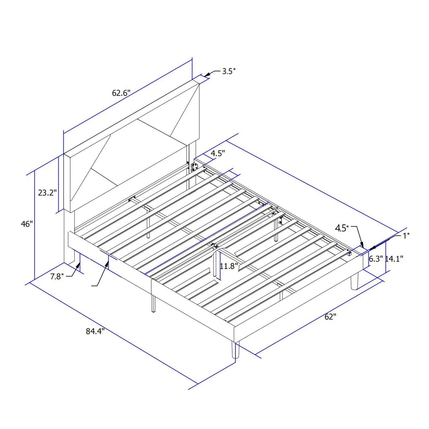 Upholstered platform bed frame with headboard and wood slat support Unique Piece Furniture on Tampa Home & Garden Store