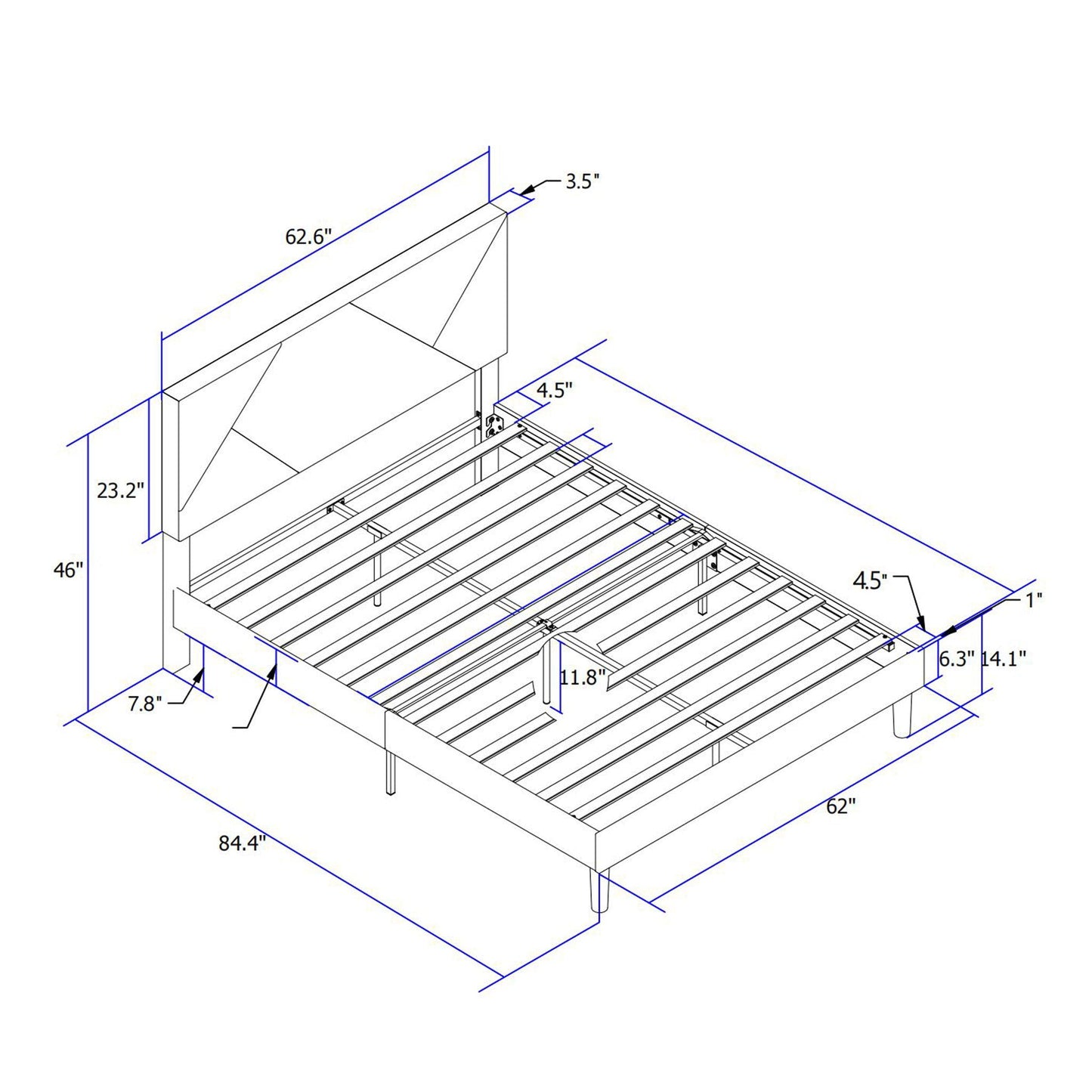 Upholstered Platform Bed Frame and Slat Support