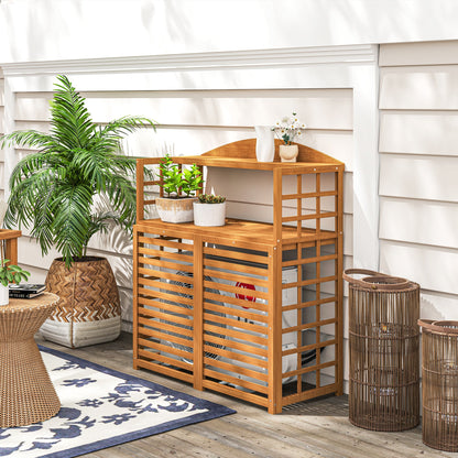 Outsunny Wood Air Fence With Storage Shelves