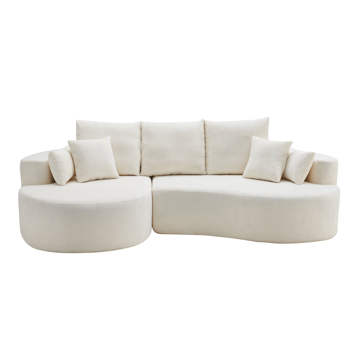 106 in beige chenille cloud curved sectional sofa with chaise 2-piece HouseOfZazla on Tampa Home & Garden Store