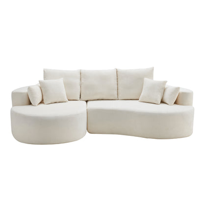 106 in beige chenille cloud curved sectional sofa with chaise 2-piece HouseOfZazla on Tampa Home & Garden Store