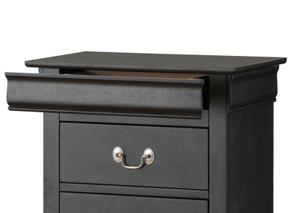 Black traditional lingerie chest with open shallow top drawer and silver pull on the lower drawer on Tampa Home & Garden Store