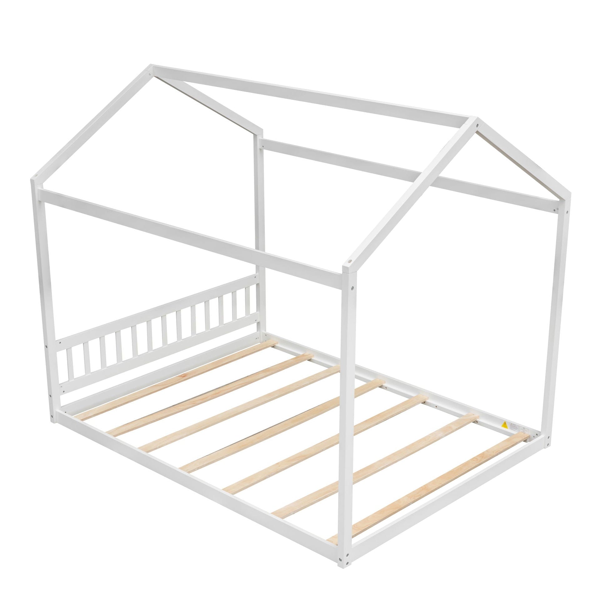White wooden canopy bed frame with headboard and natural wood slats by HouseOfZazla on Tampa Home & Garden Store