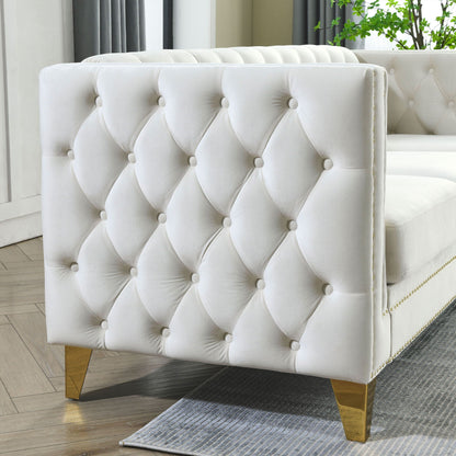 Modern Button Tufted Sofa With Nailhead Trim